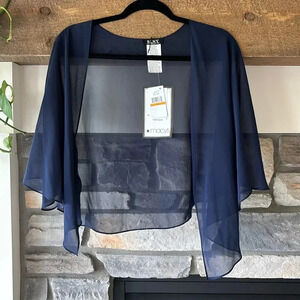 SLNY Shrug Wrap Shall Small Medium Navy Sheer